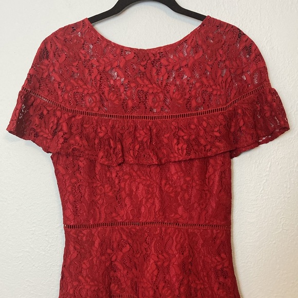 BB Dakota x Revolve Womens Size 4 Red Aphrodite Lace Tiered Cocktail Mini Dress - Picture 5 of 15